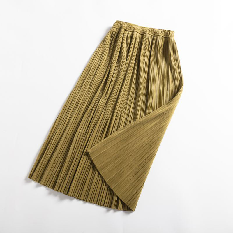 High-waisted long pleated skirt 